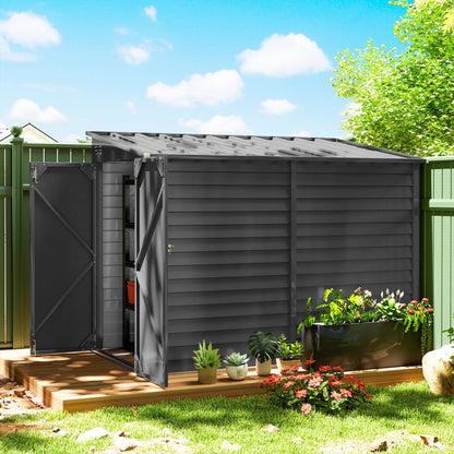 Outsunny 4.6' x 9' Steel Outdoor Storage Shed, with Foundation Kit, Lockable Doors and Gloves, Dark Gray - 845-841V01CG
