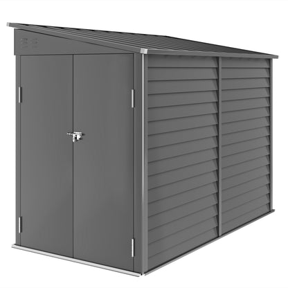 Outsunny 4.6' x 9' Steel Outdoor Storage Shed, with Foundation Kit, Lockable Doors and Gloves, Dark Gray - 845-841V01CG