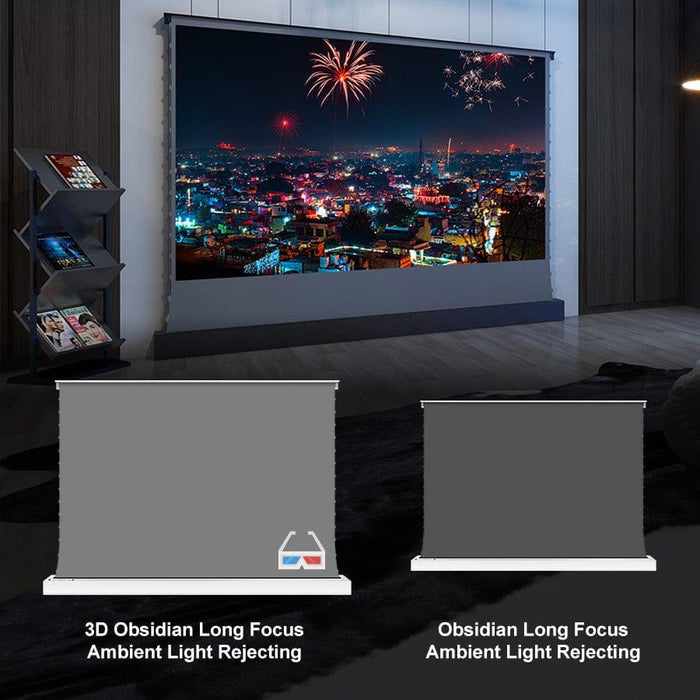 VIVIDSTORM S 3D ALR Motorized Tension Floor Rising Obsidian Long Throw Projector Screen High Gain