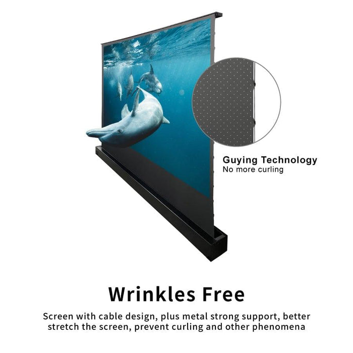 VIVIDSTORM S ALR Perforated Motorized Tension Floor Rising Obsidian Long Throw Projector Screen