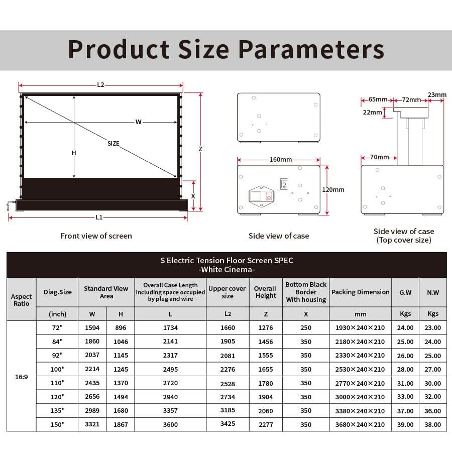 VIVIDSTORM S White Cinema Perforated Motorized Tension Floor Rising Projector Screen