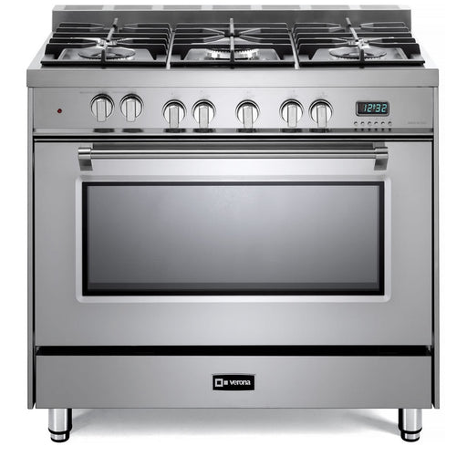 Verona - Prestige 36" Dual Fuel Single Oven Range - 5 Burners - Stainless Steel, Matte Black, White _ VPFSGE365SS