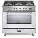 Verona - Prestige 36" Dual Fuel Single Oven Range - 5 Burners - Stainless Steel, Matte Black, White _ VPFSGE365SS