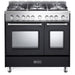 Verona - Prestige 36" Gas Double Oven Range - 5 Burners - Stainless Steel, Matte Black, White _ VPFSGG365DSS