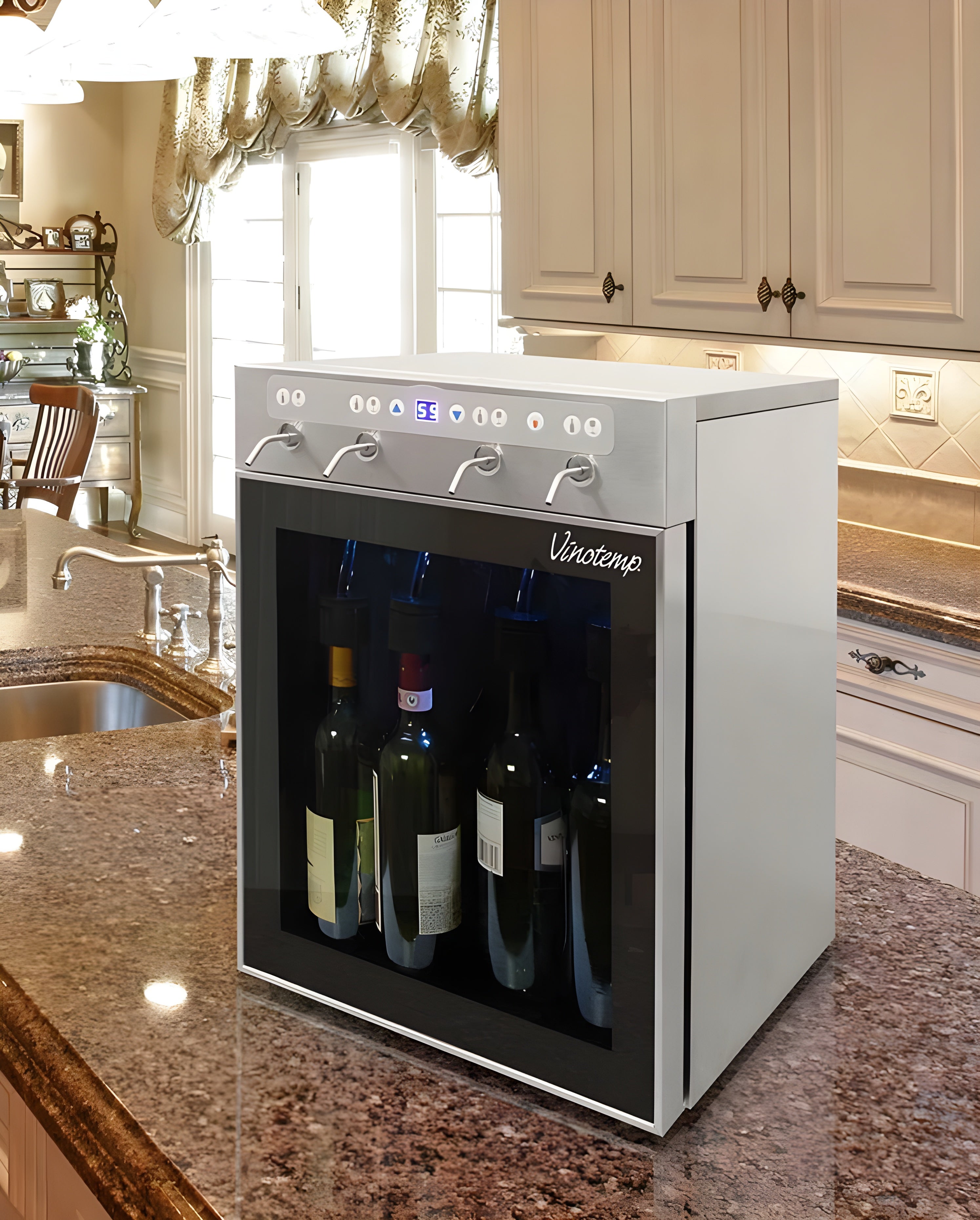 The Vinotemp WineSteward Four-Bottle Wine Dispenser (Stainless) - VT-PRWINEDIS4S