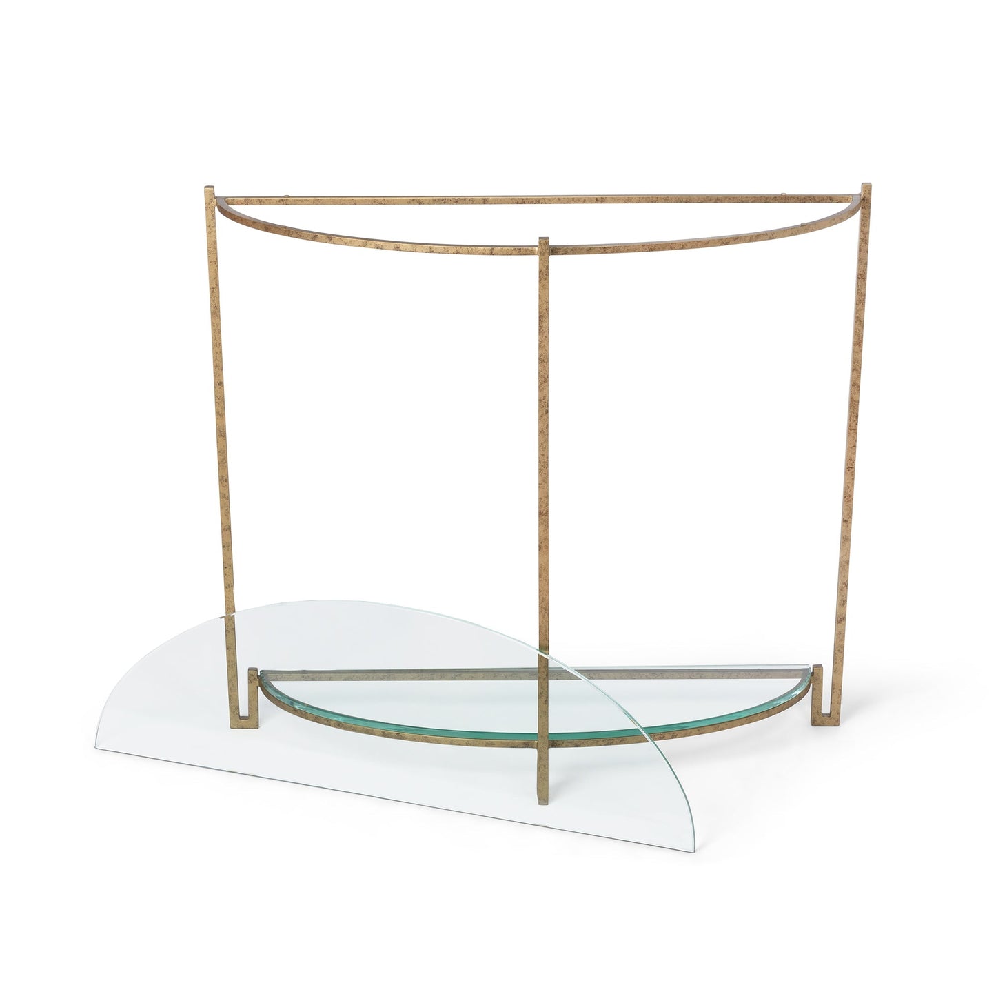 Park Hill Collection Naomi Elegant Iron and Glass Demi Lune Table - Stylish Accent for Foyers and Small Spaces - EFT26034