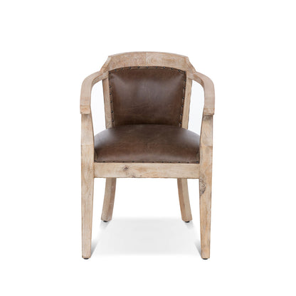 Park Hill Collection Colton Occasional Chair - Handcrafted Mango Wood & Aged Buffalo Leather for Modern Rustic Elegance - EFS36171