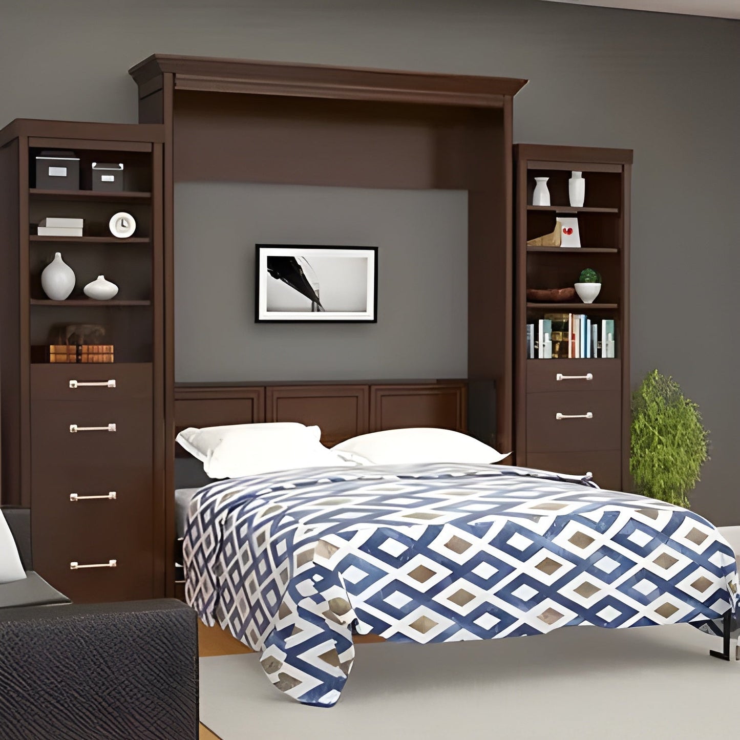 Horizontal Murphy Bed with Desk, Queen Size, by Leto Muro