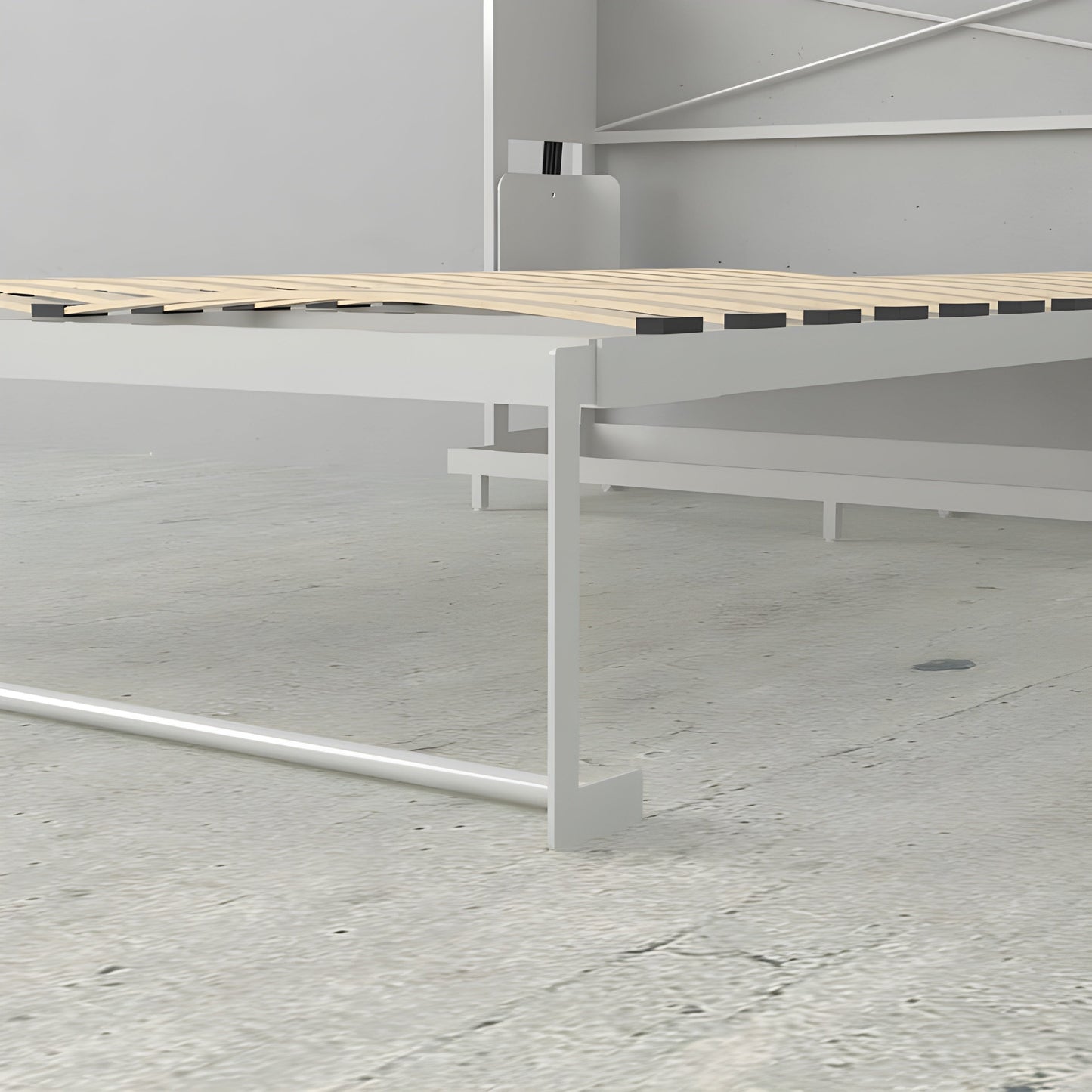 Murphy Bed With Desk, Queen Size, White by Leto Muro