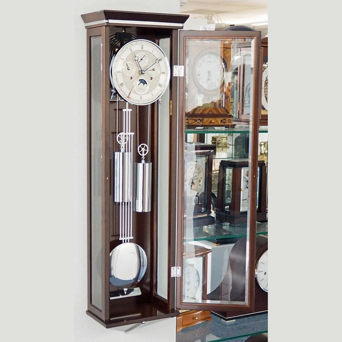 Kieninger Charleston Weight Regulator Wall Clock, Calendar, Moonphase, Gong Strike, Walnut - WR 2547-22-01