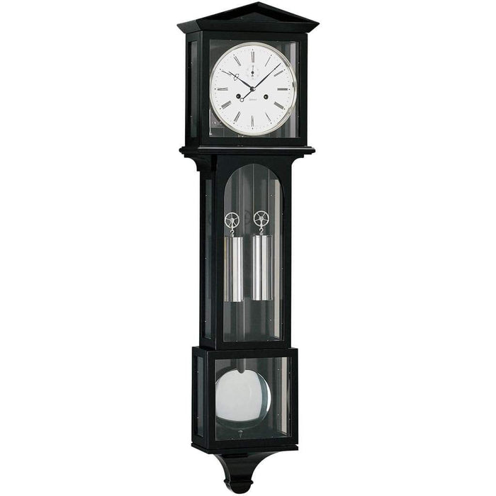 Kieninger LATERNDL Weight Regulator Wall Clock with Gong Strike in Black and Chrome - WR 2520-96-02