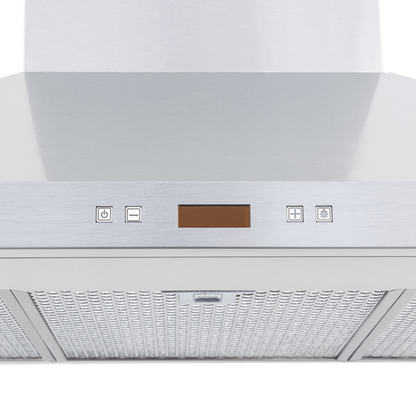 Proline PLFW 520 - Wall-Mounted Range Hood, 600/1200 CFM | Convertible to Ductless, Stainless Steel, Matte Black Finish - PLFW 520.24