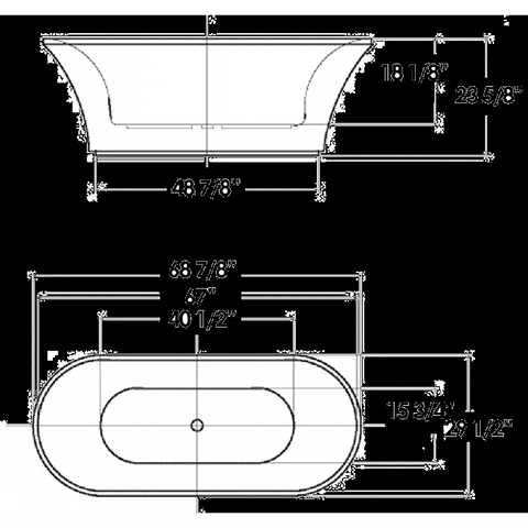 Whitehaus Oval Double Side Freestanding Acrylic Soaking Bathtub - WHBL175BATH