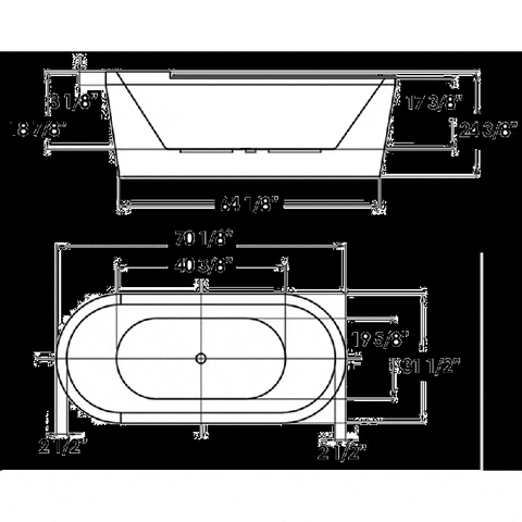 Whitehaus Oval Freestanding Acrylic Soaking Bathtub - WHVT180BATH