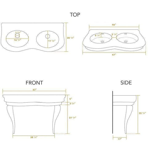 Whitehaus Britannia Large Rectangular Sink Console with Front Towel Bar - B-AR864-ARCG1