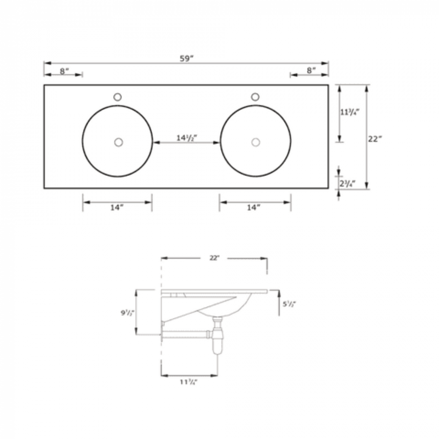 Whitehaus Large Rectangular Bathroom Sink with Integrated Oval Bowl - AR864-MNSLEN Copy