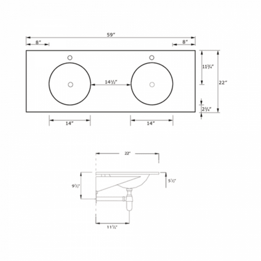 Whitehaus Large Rectangular Bathroom Sink with Integrated Oval Bowl - AR864-MNSLEN Copy