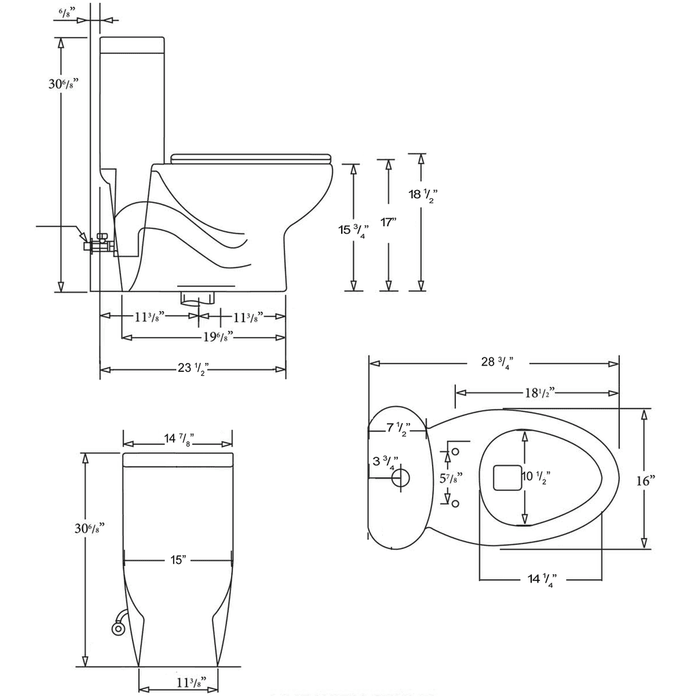 Whitehaus Magic Dual Flush One Piece Elongated Toilet - WHMFL3309-EB