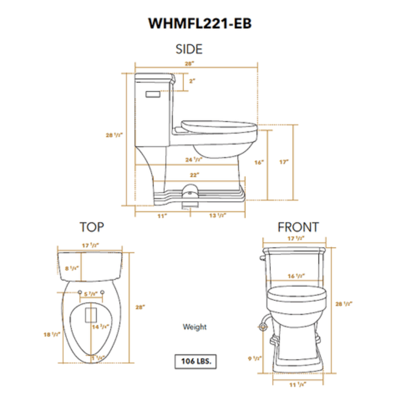 Whitehaus Magic Flush Eco-Friendly One Piece Single Flush Toilet With Elongated Bowl - WHMFL221-EB