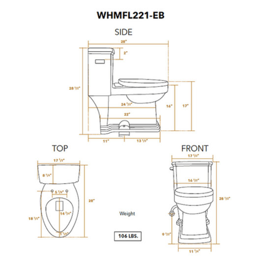 Whitehaus Magic Flush Eco-Friendly One Piece Single Flush Toilet With Elongated Bowl - WHMFL221-EB