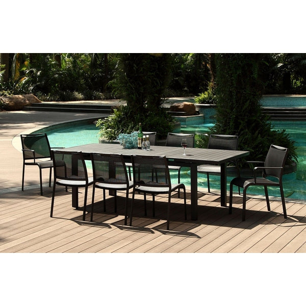 Whiteline Mods Black Alum Outdoor Extendable Dining Table - DT1567