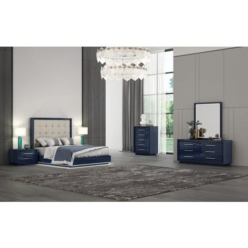 Whiteline Modern Living Alexander Bed Queen In Blue/Light Grey Colour - BQ1937