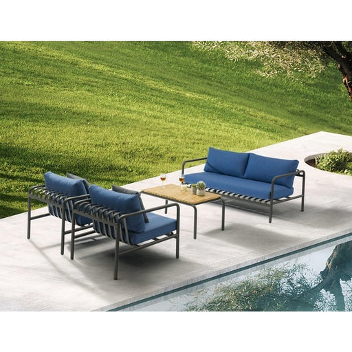 Whiteline Modern Living Andrea 4-Pieces Outdoor Lounge Set in Blue Color - COL1833