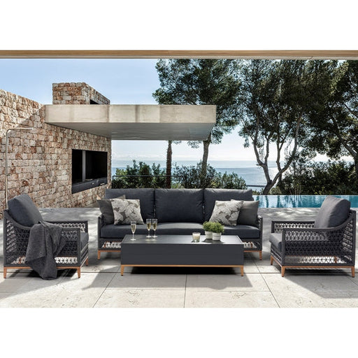 Whiteline Modern Living Karen 4-Piece Outdoor Lounge Set in Dark Grey - COL1832