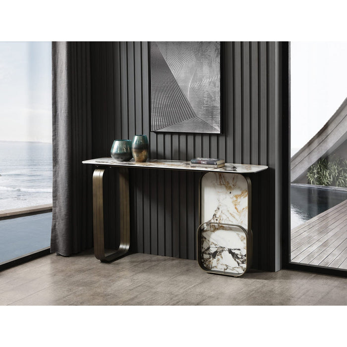 Whiteline Modern Living Kora Console - Co1884-Wht/blk/gld