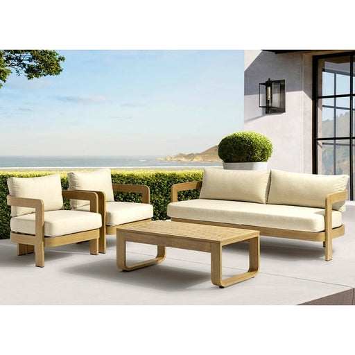 Whiteline Modern Living Sally 4 Piece Outdoor Lounge Set in Beige Color - COL2005