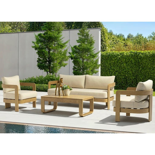 Whiteline Modern Living Sally 4 Piece Outdoor Lounge Set in Beige Color - COL2005