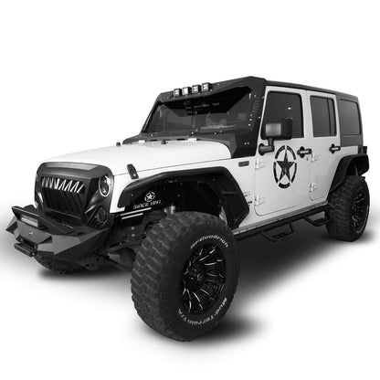 Hooke Road Windshield Frame Cover Visor Roof Sun Visor Cowl Body Armor(07-18 Jeep Wrangler JK) - HE.2060