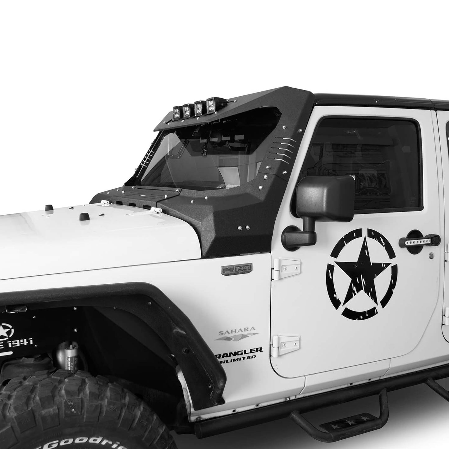 Hooke Road Windshield Frame Cover Visor Roof Sun Visor Cowl Body Armor(07-18 Jeep Wrangler JK) - HE.2060