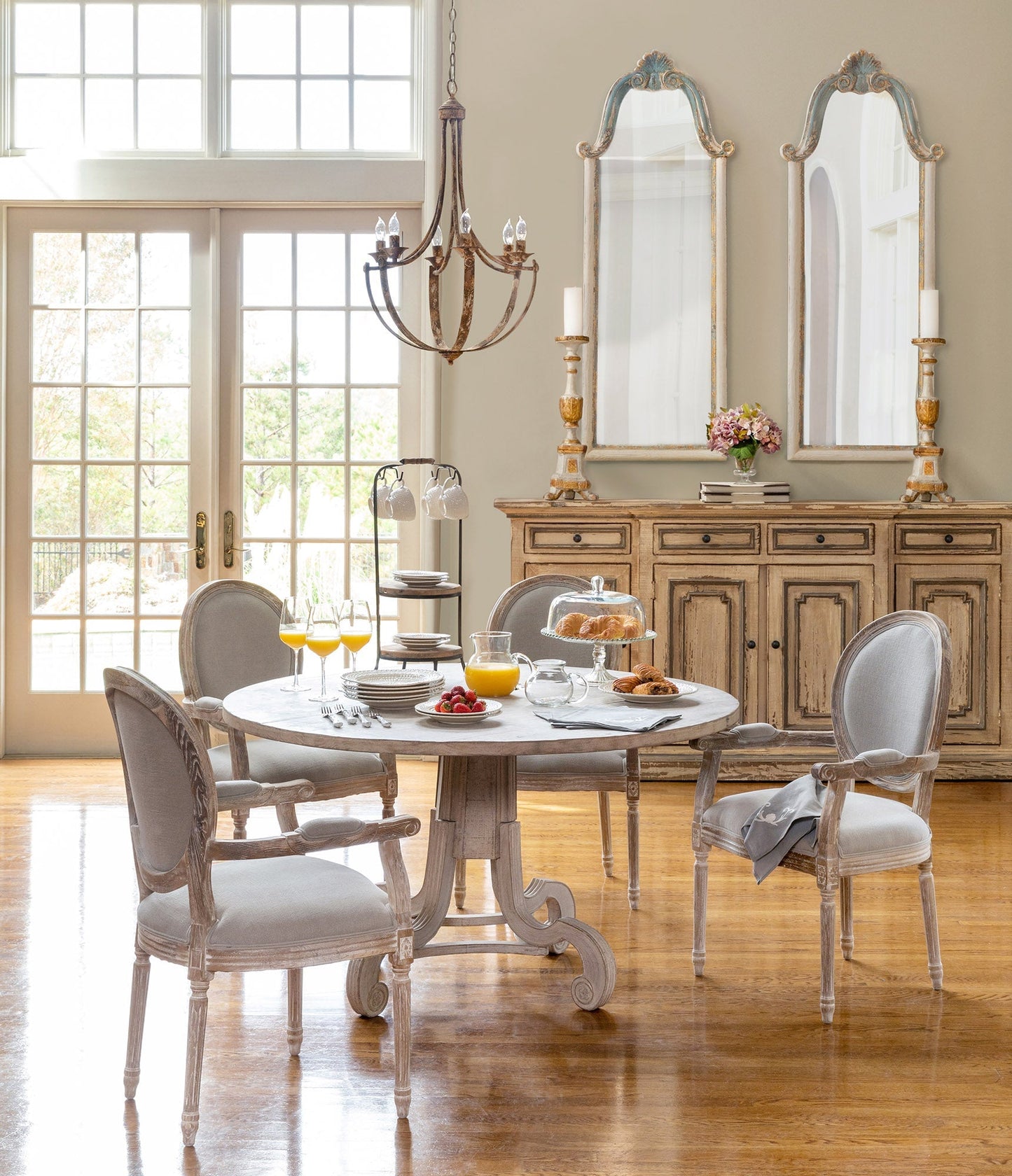 Park Hill Collection Empress Chandelier: Elegant Distressed Iron Design with Gold Accents, 6 Lights for Rustic Charm - ELH00158