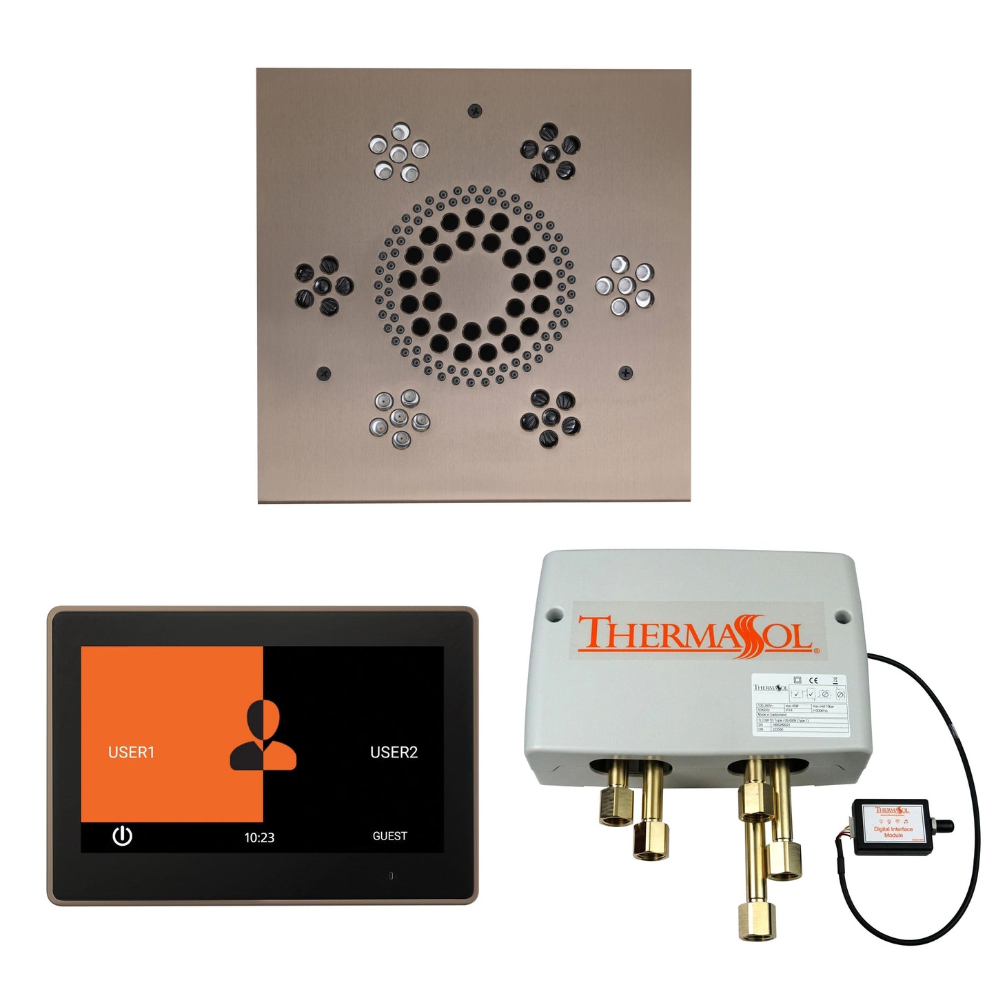 Smart Shower Kit | Waterproof 10" Device | The "Wellness Shower Package" by ThermaSol w/ ThermaTouch