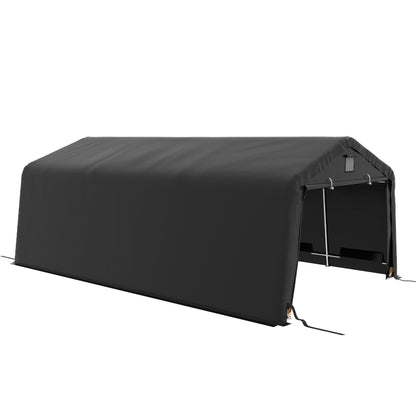 Outsunny 12' x 20' Portable Garage, Heavy Duty Carport, Ventilation Windows, Large Roll-up Door, Black - 84C-451V00BK