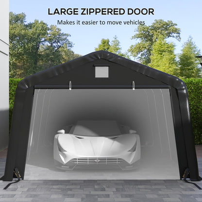 Outsunny 12' x 20' Portable Garage, Heavy Duty Carport, Ventilation Windows, Large Roll-up Door, Black - 84C-451V00BK