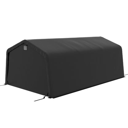 Outsunny 12' x 20' Portable Garage, Heavy Duty Carport, Ventilation Windows, Large Roll-up Door, Black - 84C-451V00BK