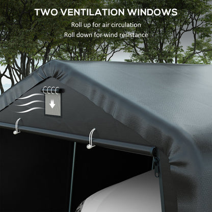 Outsunny 12' x 20' Portable Garage, Heavy Duty Carport, Ventilation Windows, Large Roll-up Door, Black - 84C-451V00BK