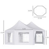 Outsunny 22' x 16' Large UV Resistant Octagonal 8-Wall Party Canopy Gazebo Tent - 01-0005-002