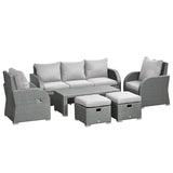 Outsunny 6-Piece Outdoor Rattan Wicker Set Cushioned Sofa - 860-105GY