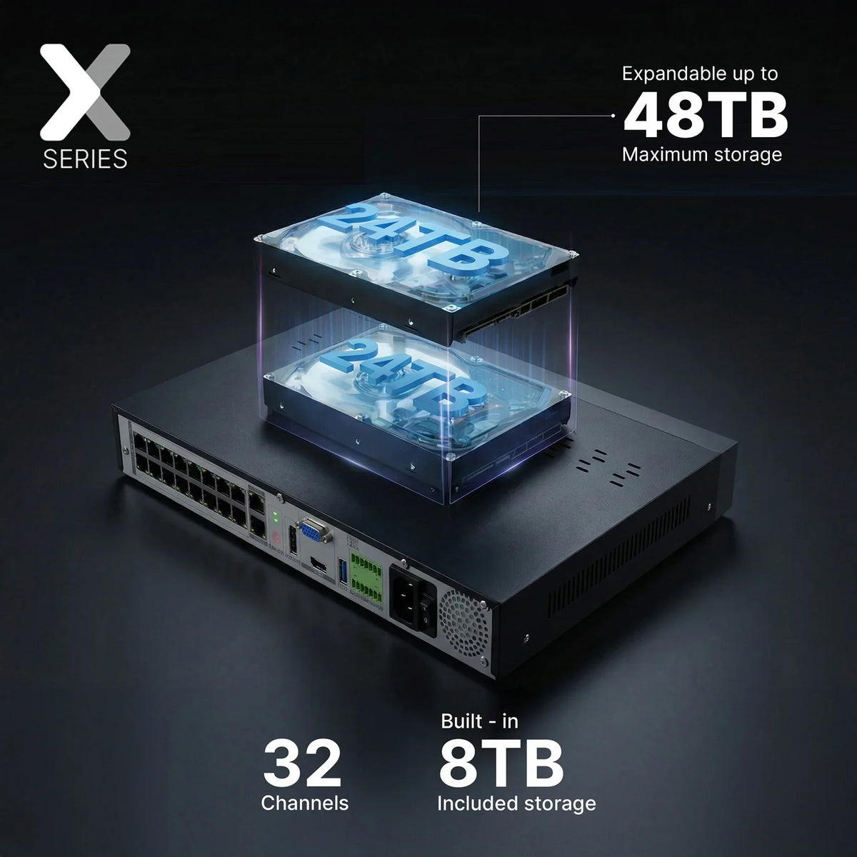 Lorex Connect XC 4K 32-Channel Commercial NVR with 16-Port PoE Switch - 8TB