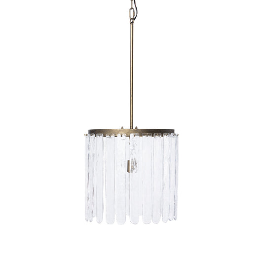 Park Hill Collection Dawson Antique Gold Glass Panel Chandelier - Elegant Iron Design, 80" Tall, Perfect for Any Room - ELH36057