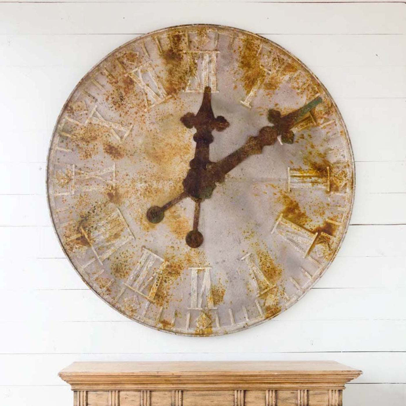 Park Hill Collection State Capitol Clock Face Relic - Stunning Distressed Rust Iron Wall Art for Unique Home Decor - EWR80952