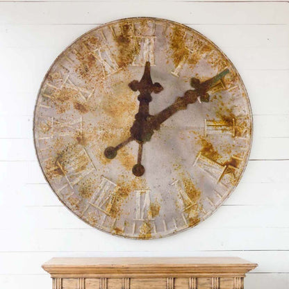 Park Hill Collection State Capitol Clock Face Relic - Stunning Distressed Rust Iron Wall Art for Unique Home Decor - EWR80952