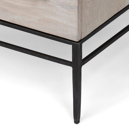 Park Hill Collection Monterey Side Table: Stylish Whitewashed Oak Nightstand with Drawer and Open Shelf for Versatile Storage - EFC30030