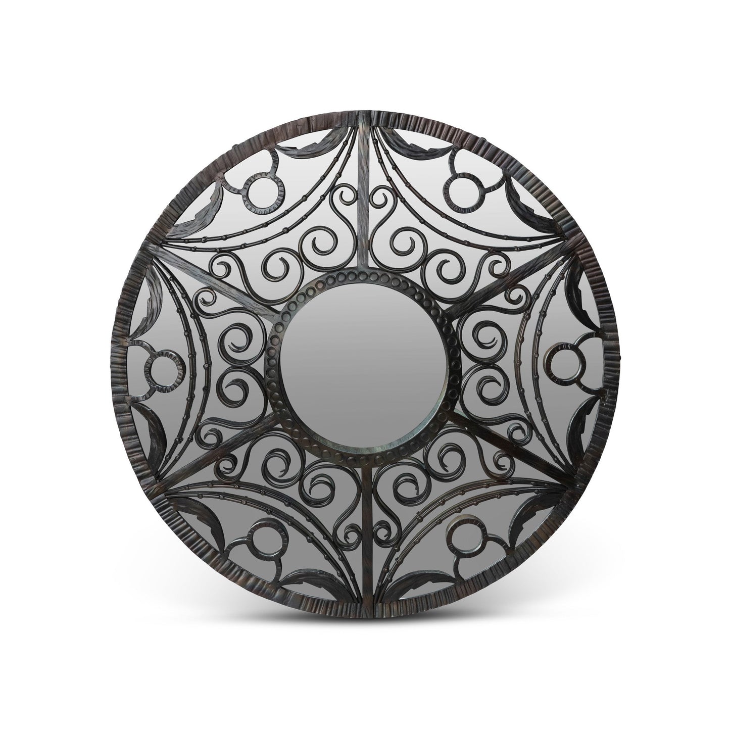 Park Hill Collection Scroll Framed Mirror in Natural Iron - Elegant Home Decor Piece for Stylish Reflections and Charm -EWI26051