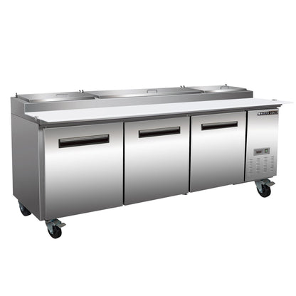 Maxx Cold 94.2" Three-Door Refrigerated Pizza Prep Table - MXCPP92HC