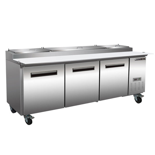 Maxx Cold 94.2" Three-Door Refrigerated Pizza Prep Table - MXCPP92HC