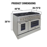 Vinotemp 48" Double Oven Gas Range, in Stainless Steel - BR-48SSGG